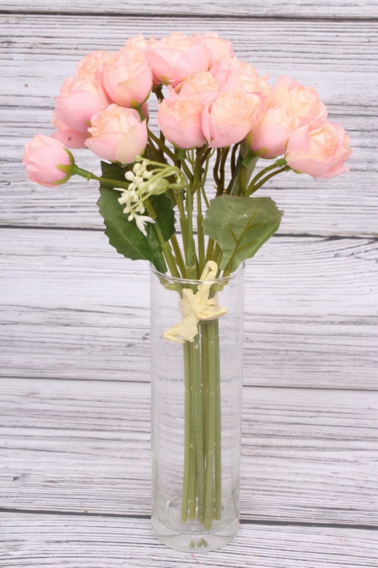 Букетик кустовых роз розовый. 27 см.