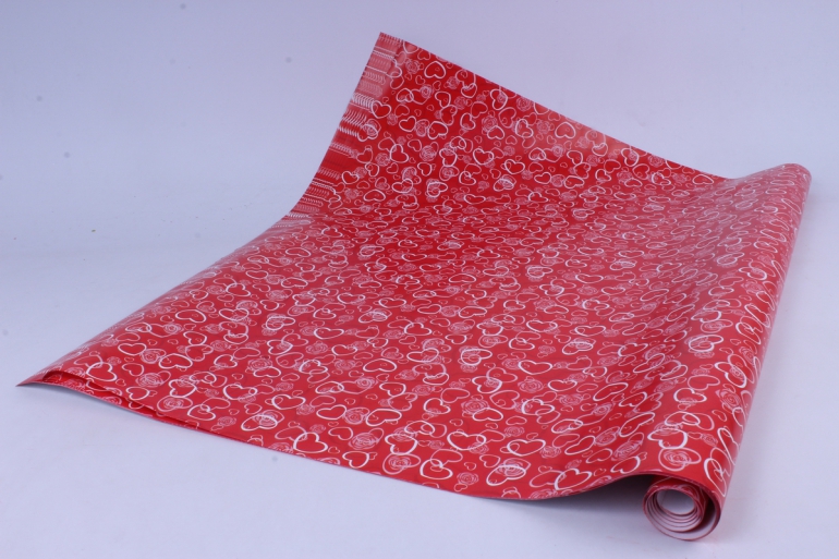 бумага  глянец сердечки на красном  0,7*1м в лист. (10 лист.)  78г/м2  м
