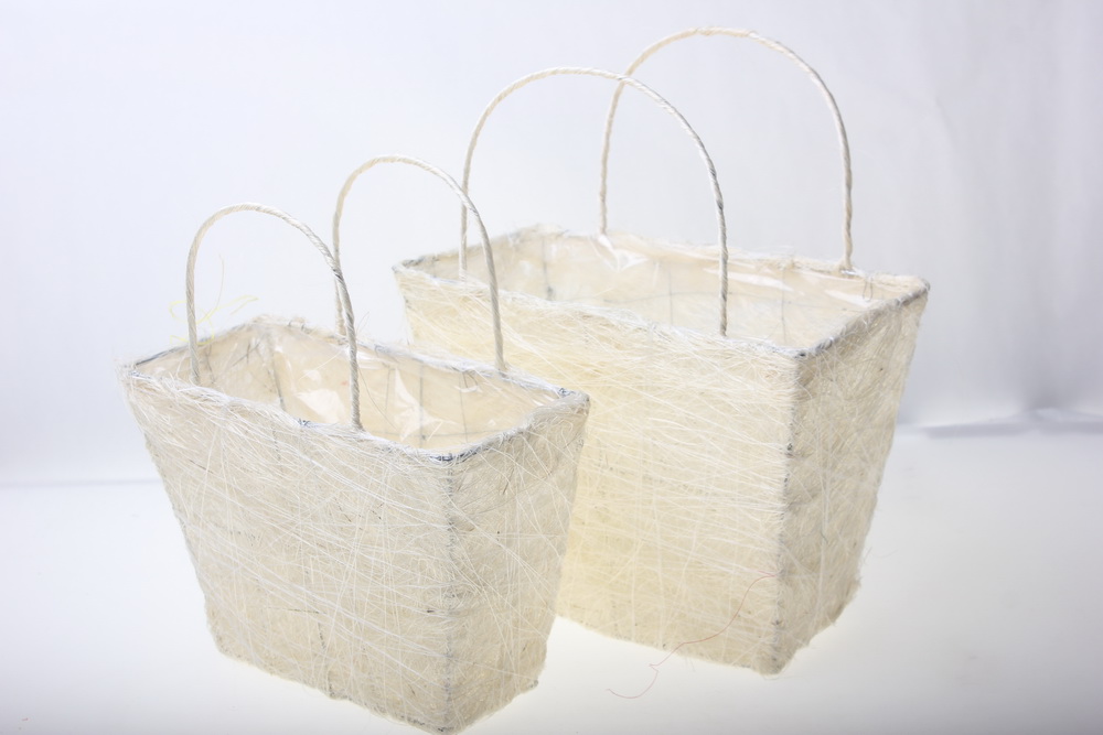 корзины из сизаля 051447 корзины плетеные сумки сизаль набор (2шт) 16х20см - белый 2475