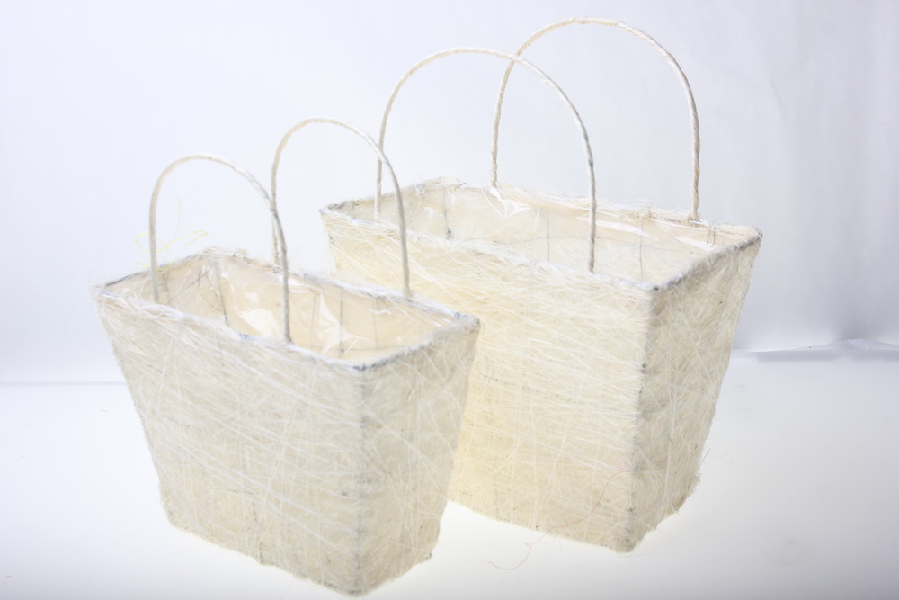 корзины из сизаля 051447 корзины плетеные сумки сизаль набор (2шт) 16х20см - белый 2475