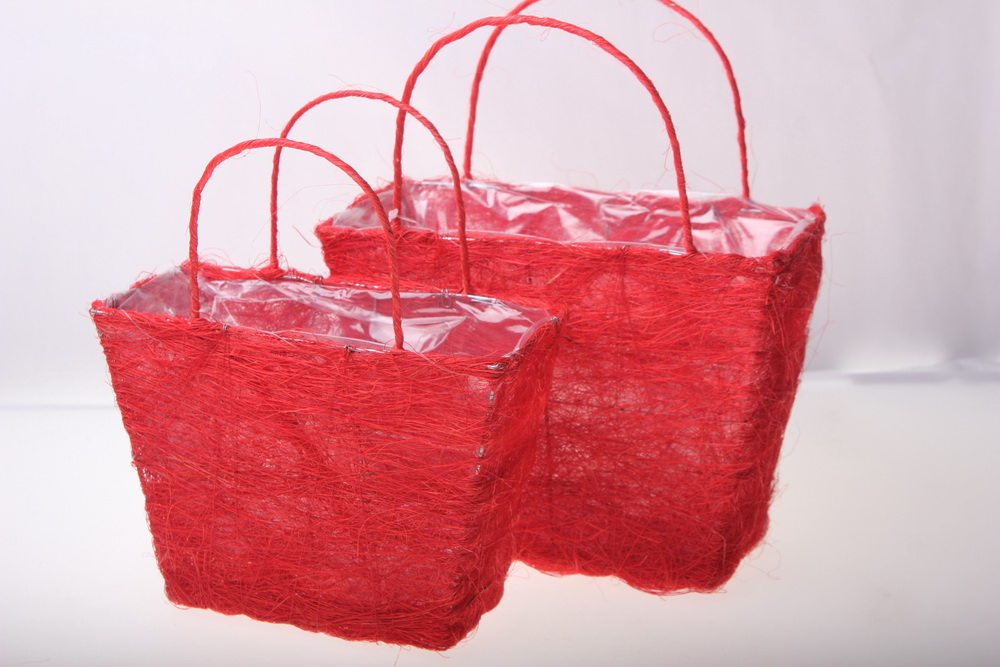 корзины из сизаля 051447 корзины плетеные сумки сизаль набор (2шт) 16х20см - красный 2475