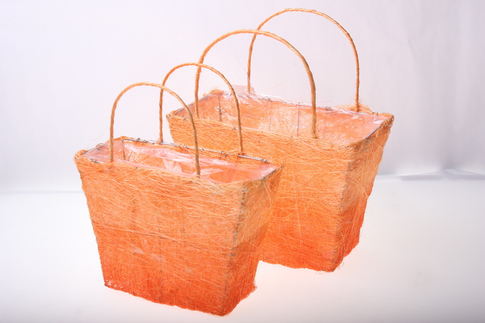корзины из сизаля 051447 корзины плетеные сумки сизаль набор (2шт) 16х20см - оранжевый 2475