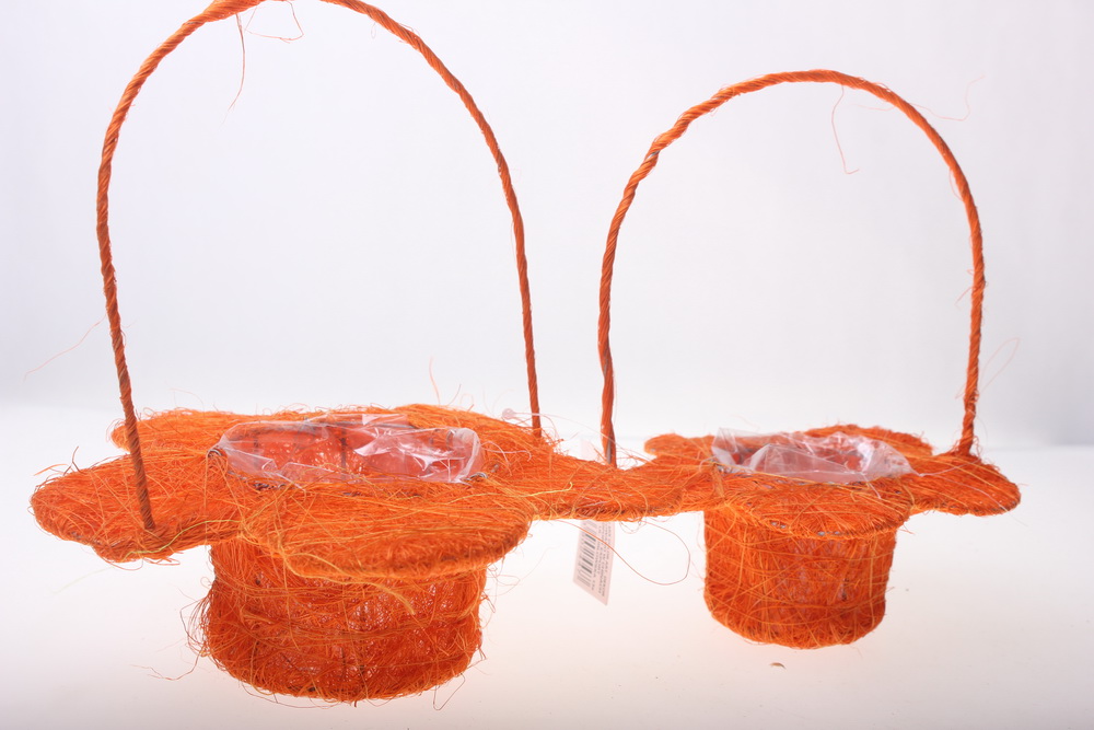 корзины из сизаля 090512 корзины плетеные цветы сизаль набор (2шт) 20х15см - оранжевый 2473