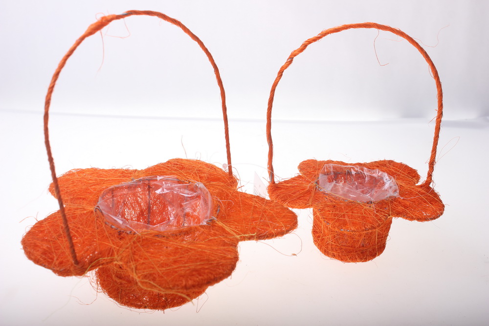 корзины из сизаля 090512 корзины плетеные цветы сизаль набор (2шт) 20х15см - оранжевый 2473