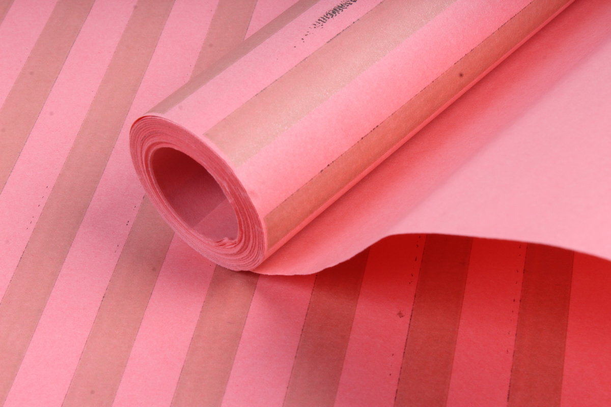 Бумага цветной Крафт (Б) "Полоска большая" Бронза на розовом 60гр/кв.м (60см*10м)