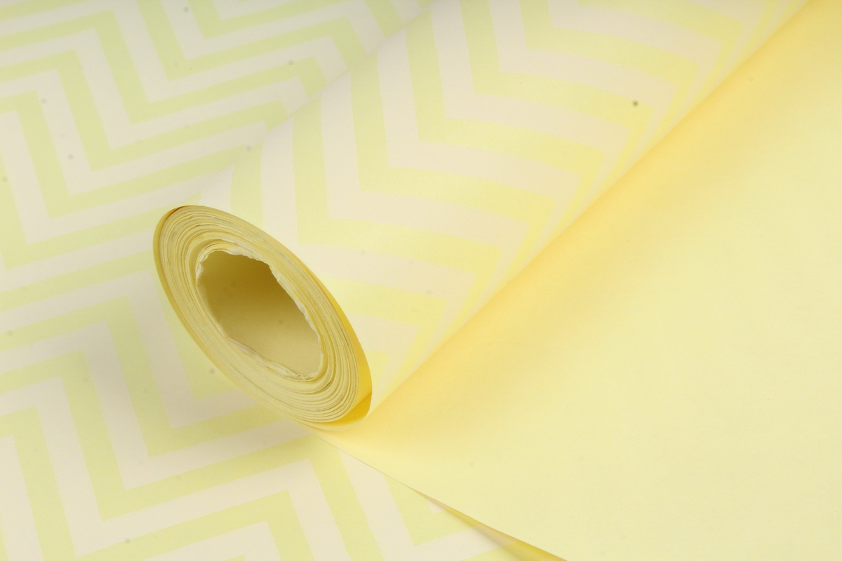 Бумага цветной Крафт (Б) "Зигзаг" Белый на желтом 60гр/кв.м (60см*10м)