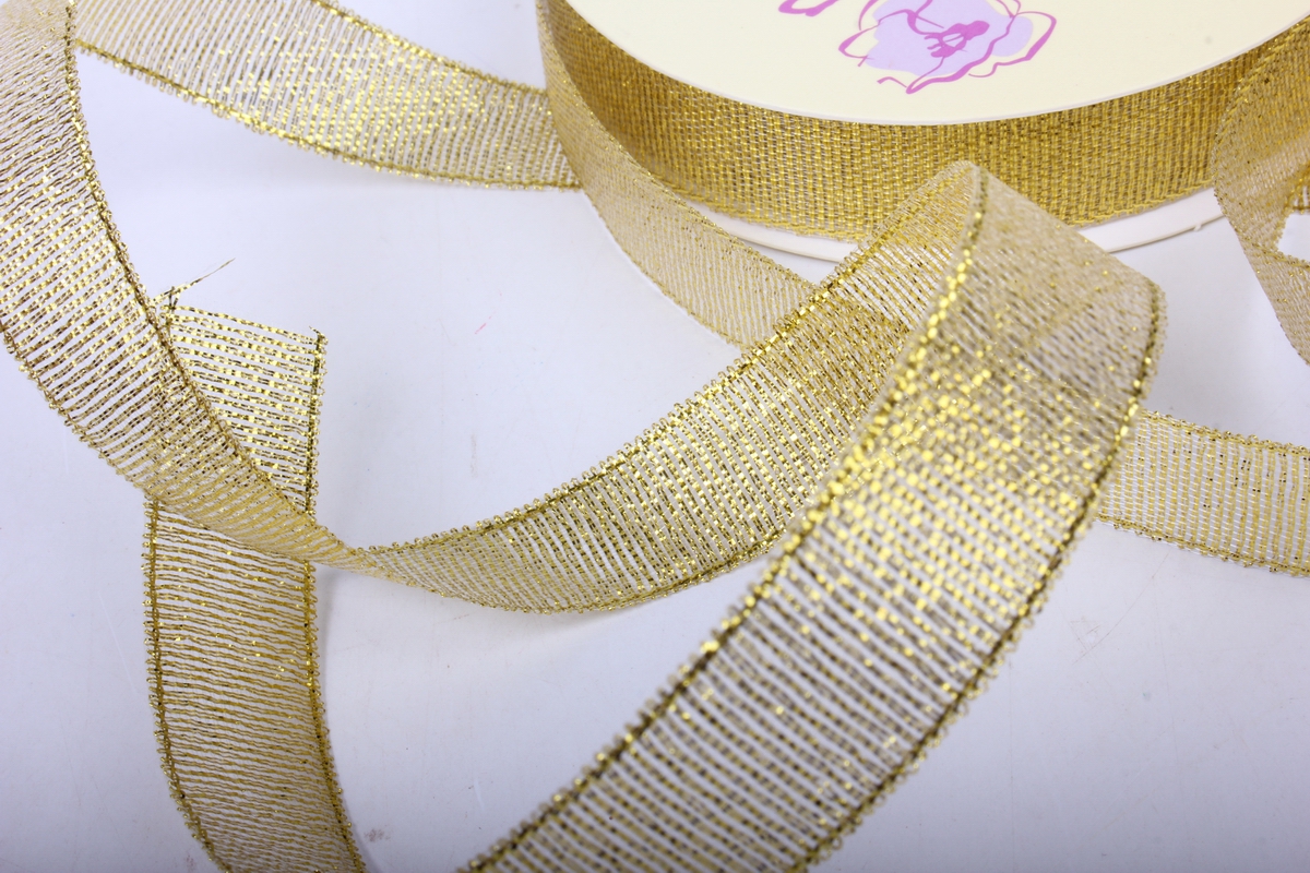 Лента парча 1,5см*23м, золото WSN25GOLD  К