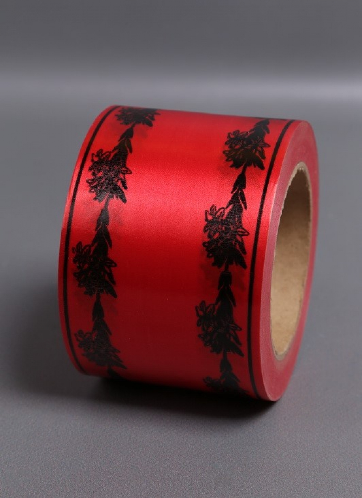 Лента простая (8см*50м) С лилиями по краям P803 КРАСНЫЙ