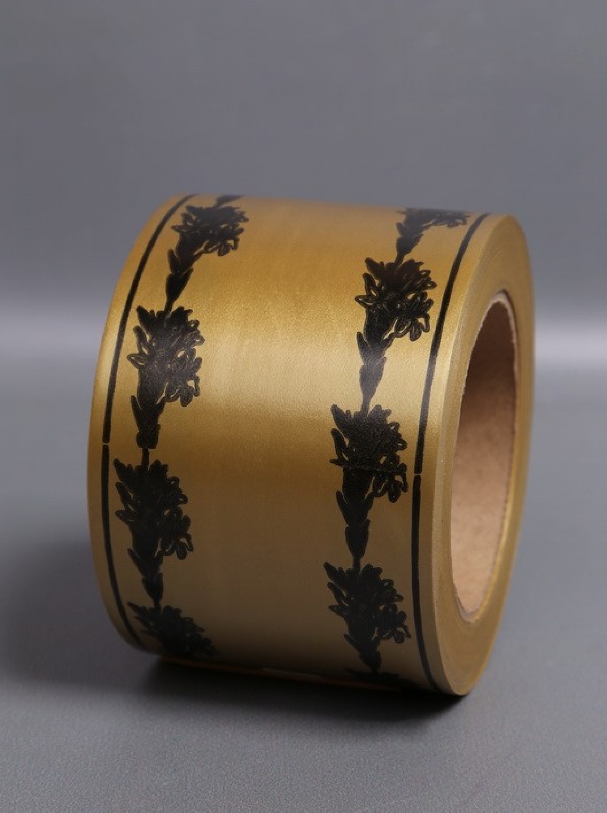 Лента простая (8см*50ярд) С лилиями по краям P834 БРОНЗОВЫЙ