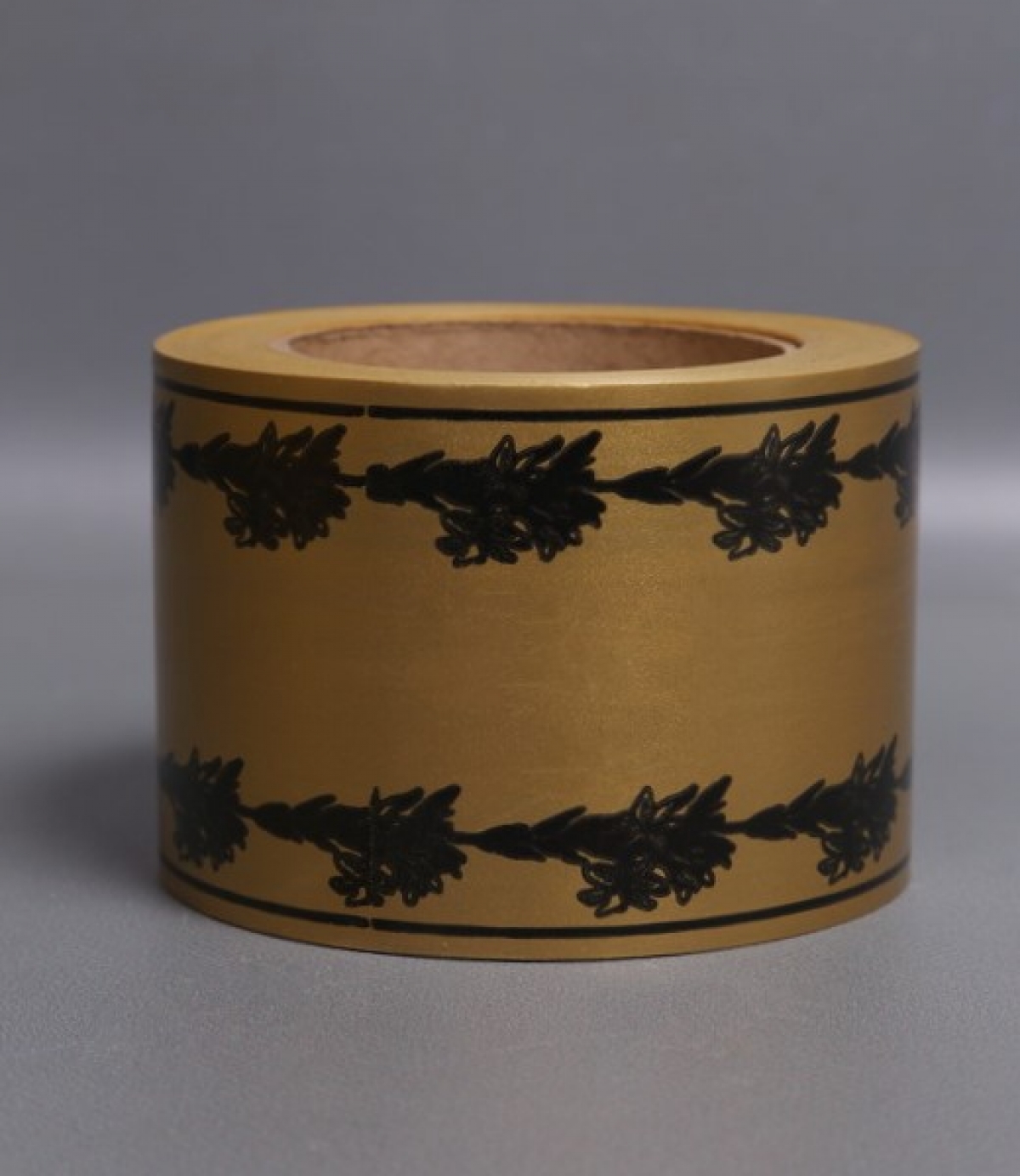 Лента простая (8см*50ярд) С лилиями по краям P834 БРОНЗОВЫЙ