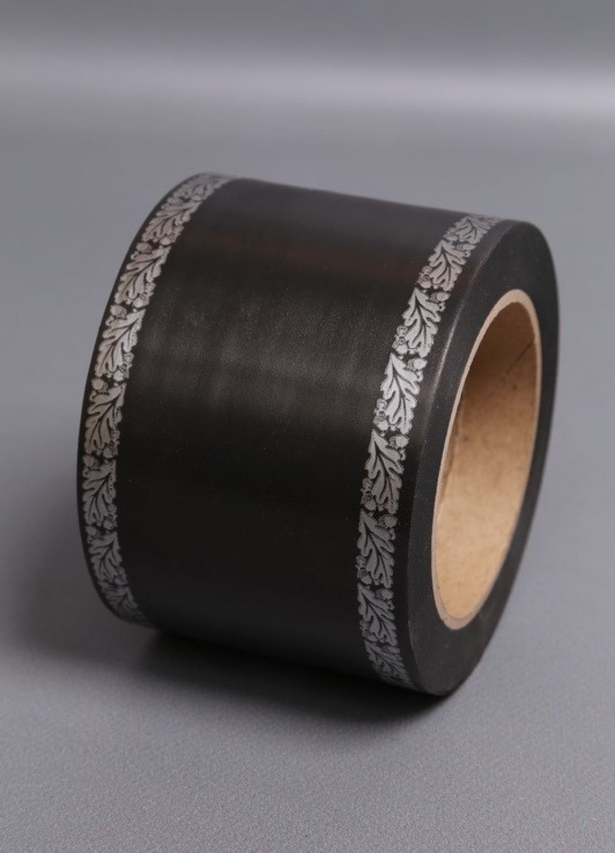 Лента простая (8см*50м) С дубками по краям  P821 ЧЕРНЫЙ с СЕРЫМИ дубками