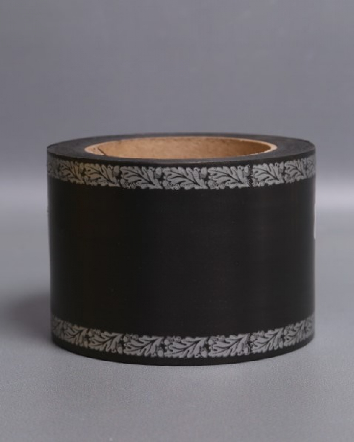 Лента простая (8см*50м) С дубками по краям  P821 ЧЕРНЫЙ с СЕРЫМИ дубками