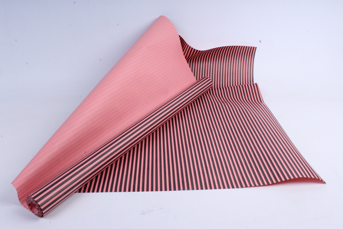 Бумага цветной Крафт (Б) "Полоска малая" Черный на розовом 60гр/кв.м (60см*10м)