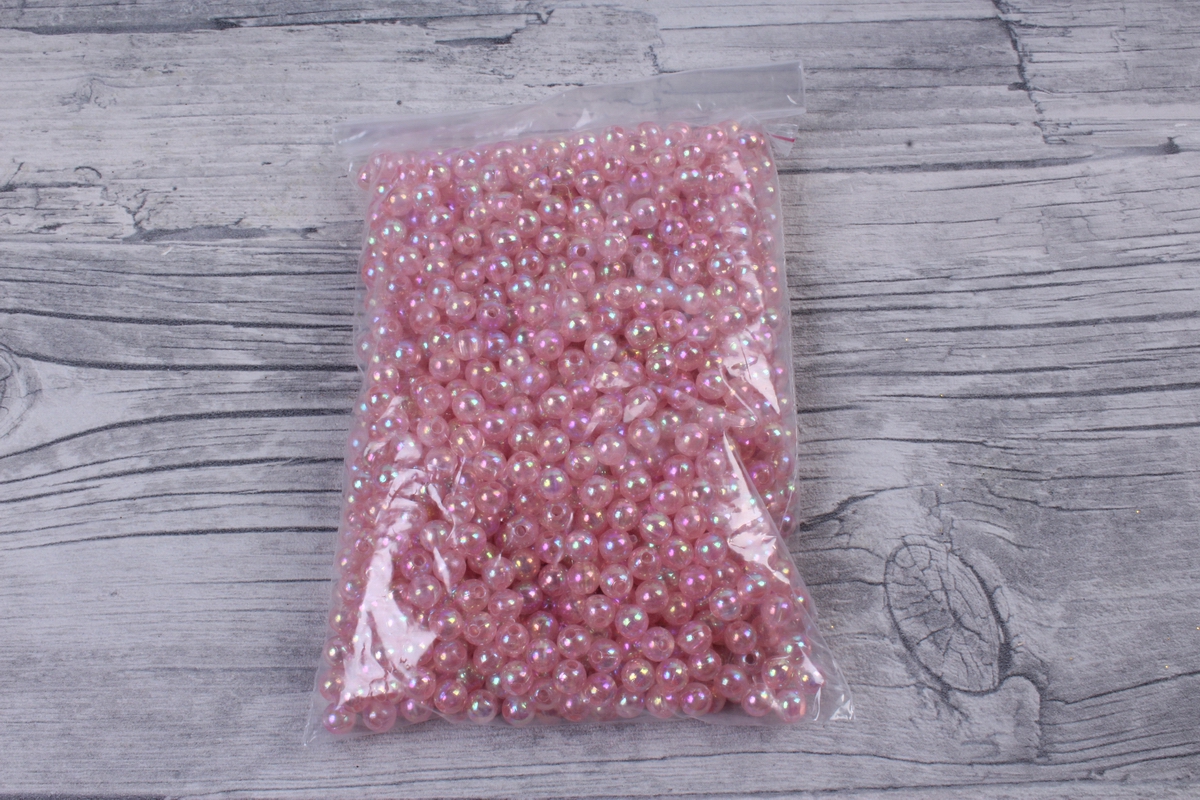 Бусины (А) перламутровые розовые  в пакете 100гр
