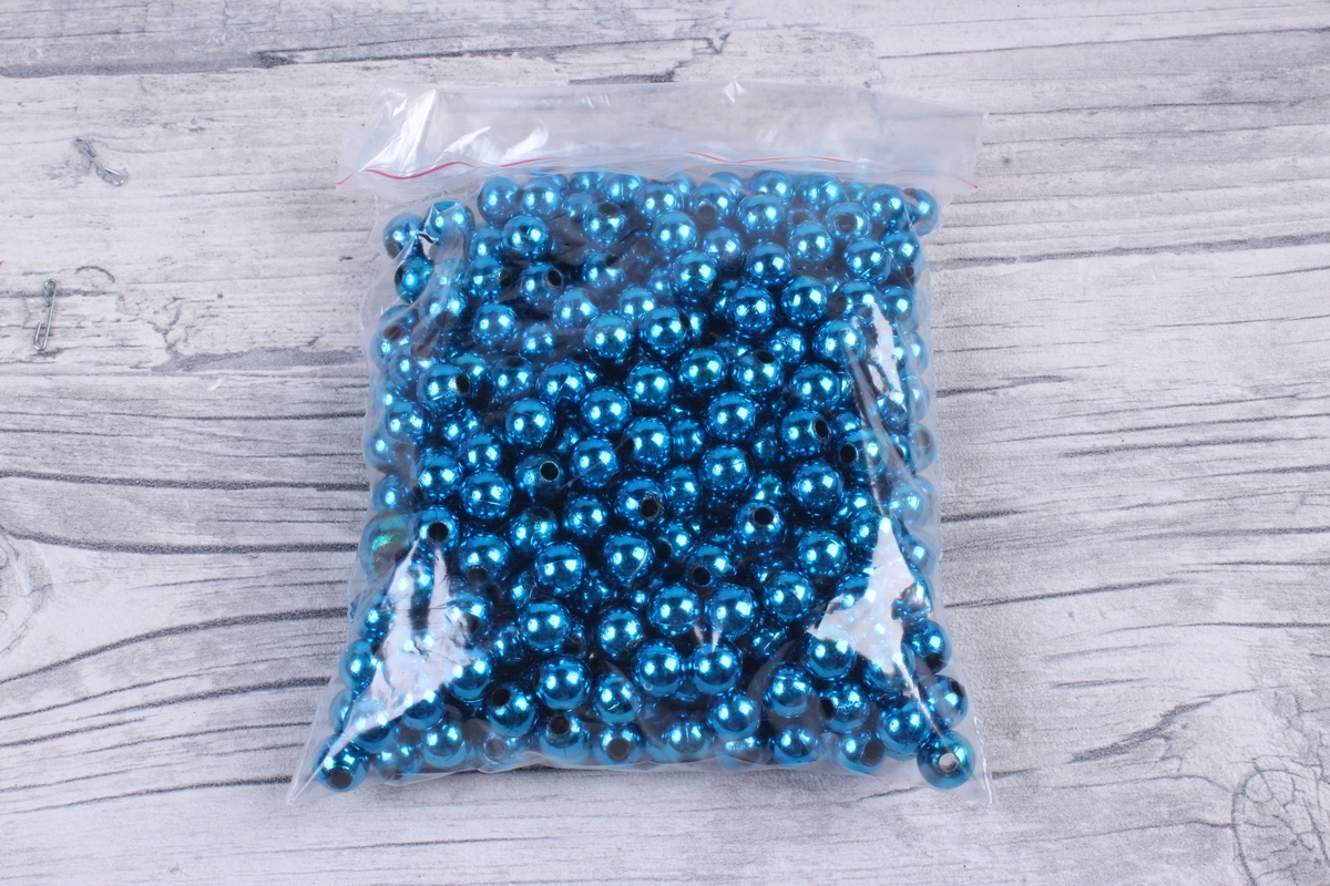 Бусины (А) металл синий   в пакете 100гр