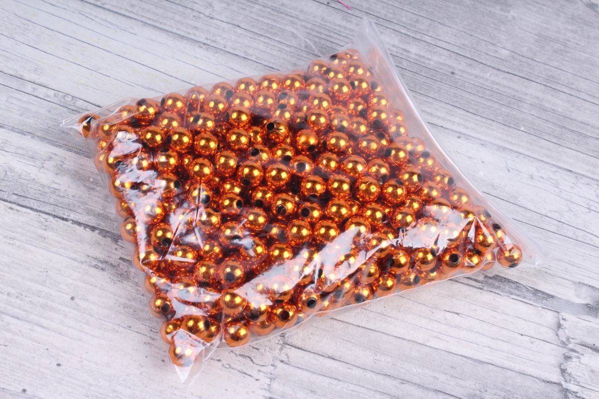 Бусины (А) металл оранжевый в пакете 100гр