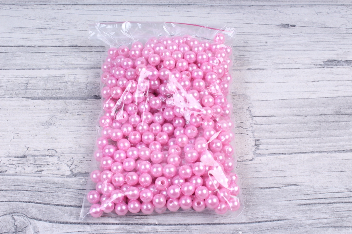 Бусины (А) перламутровые розовый   в пакете 100гр