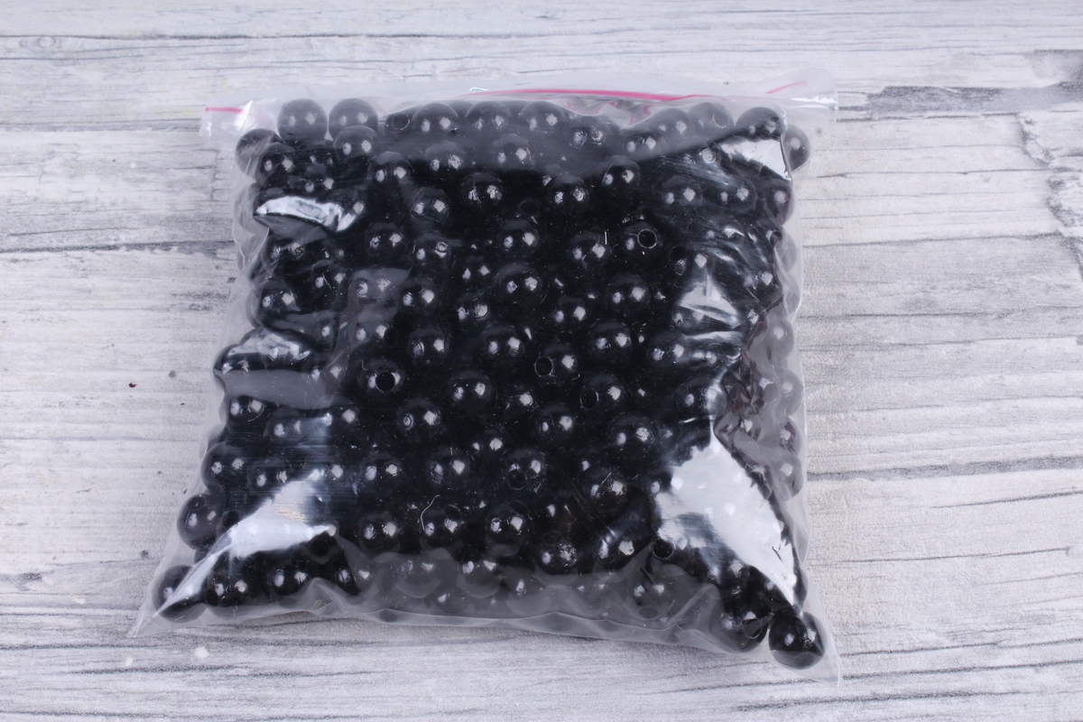 Бусины (А) перламутровые черный  в пакете 100гр