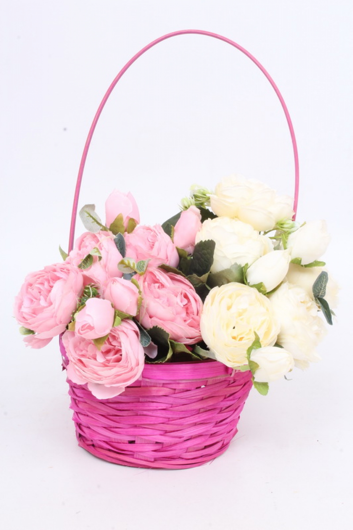 Корзина плетеная (бамбук) розовая d=17, h=10,5/33см 6908