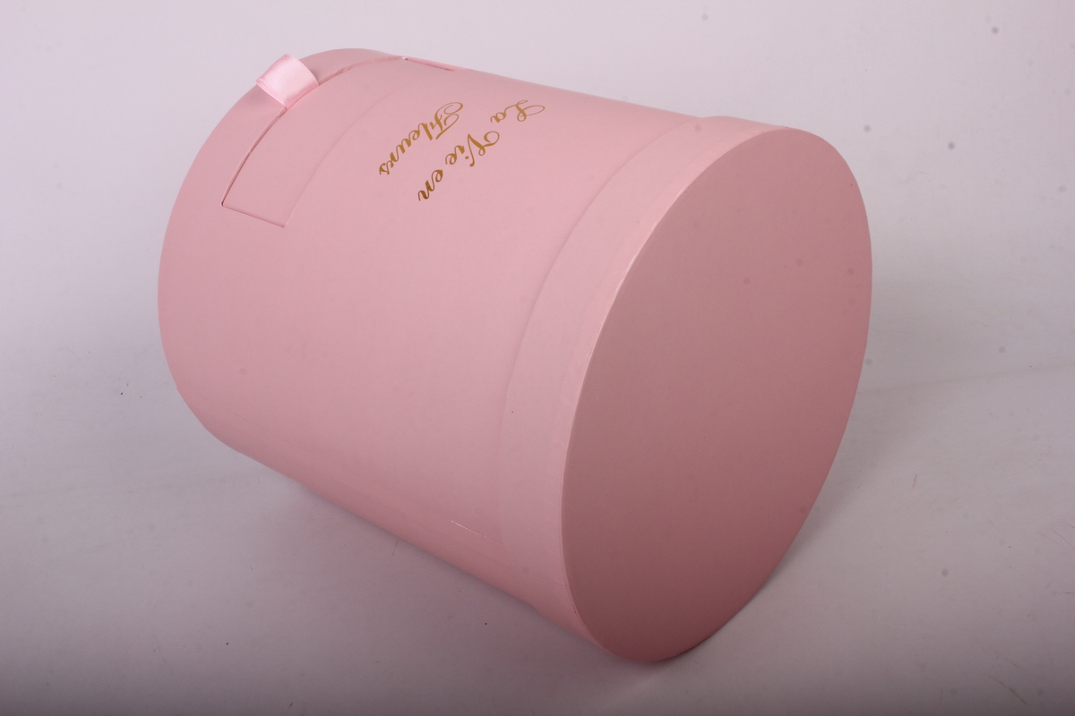 Подарочная коробка - Цилиндр с ящичком Розовый d=21 h=24cm