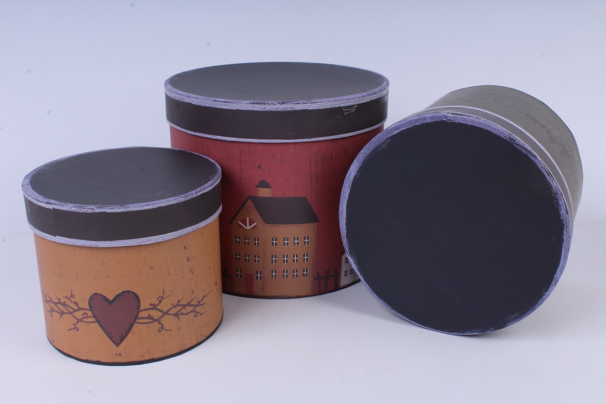 набор подарочных коробок из 3шт - цилиндр l.23x19.5cm/m.20x17cm/s.17x14cm			(н)