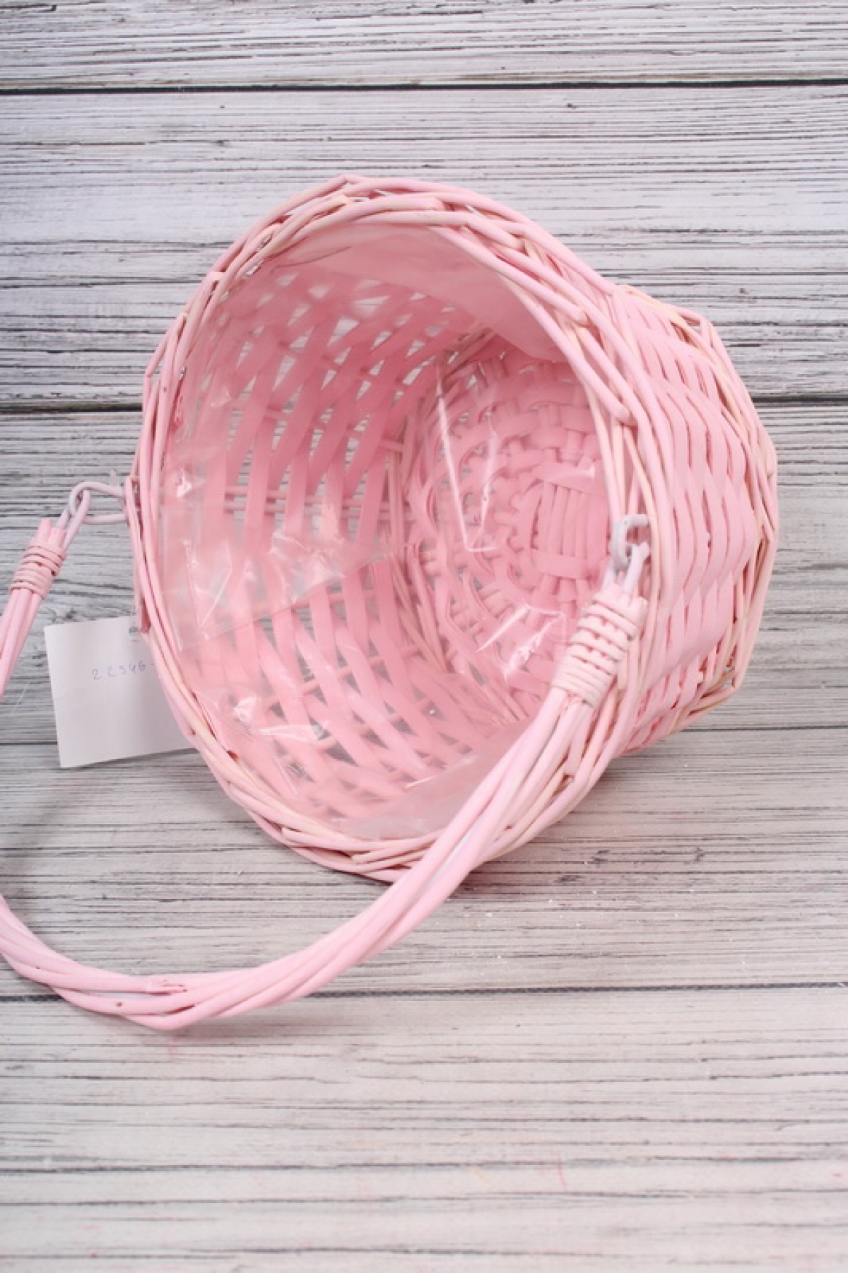 Корзина из ивы одиночная - Круг с  ручкой d=18 h=14/28cm розовый	8073	(Н)