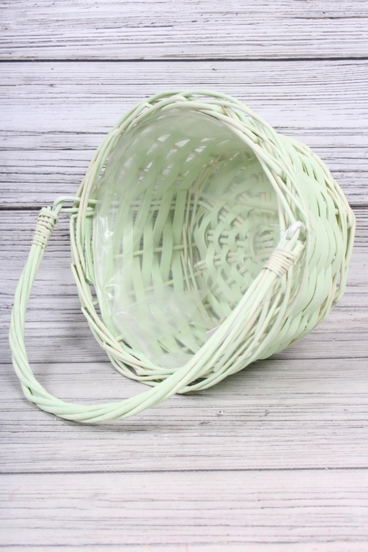 Корзина из ивы одиночная - Круг с ручкой d=18 h=14/28cm ментол 8080		(Н)