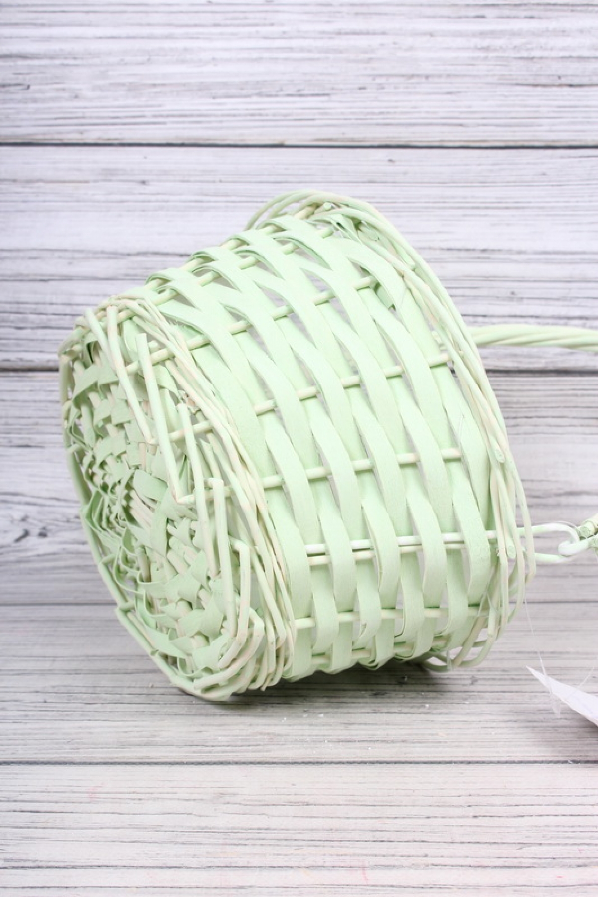 Корзина из ивы одиночная - Круг с ручкой d=18 h=14/28cm ментол 8080		(Н)