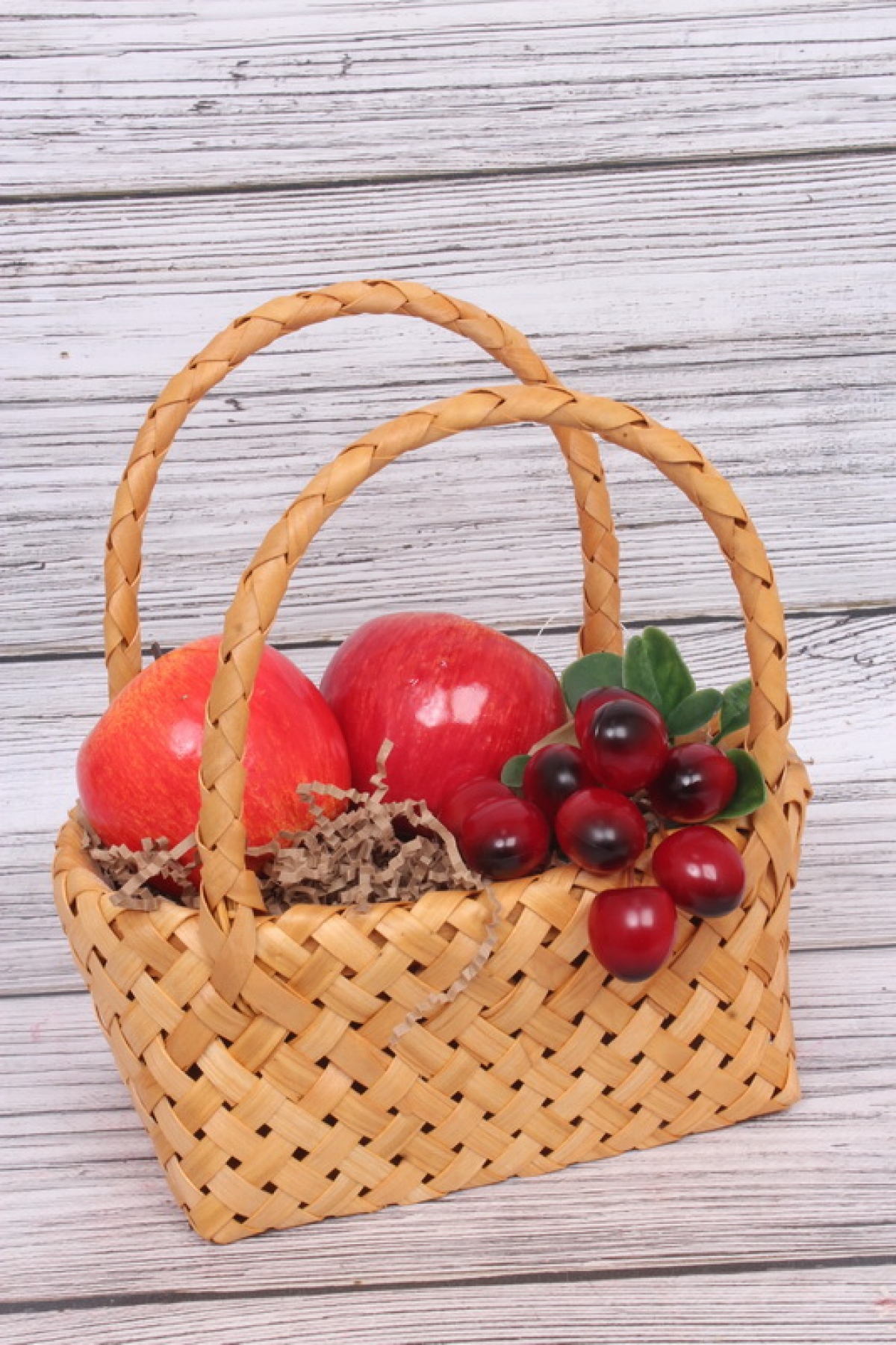 Корзина из бересты две ручки овальная 24x14.5 h=9/25cm Св.коричневый 4928 Н