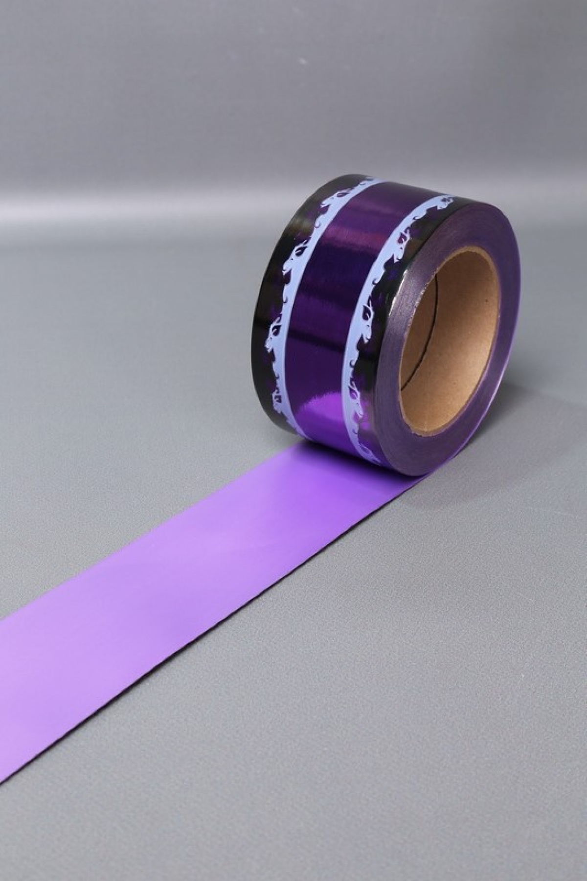 Лента металл с рисунком 6см*50ярд МР605 фиолетовый