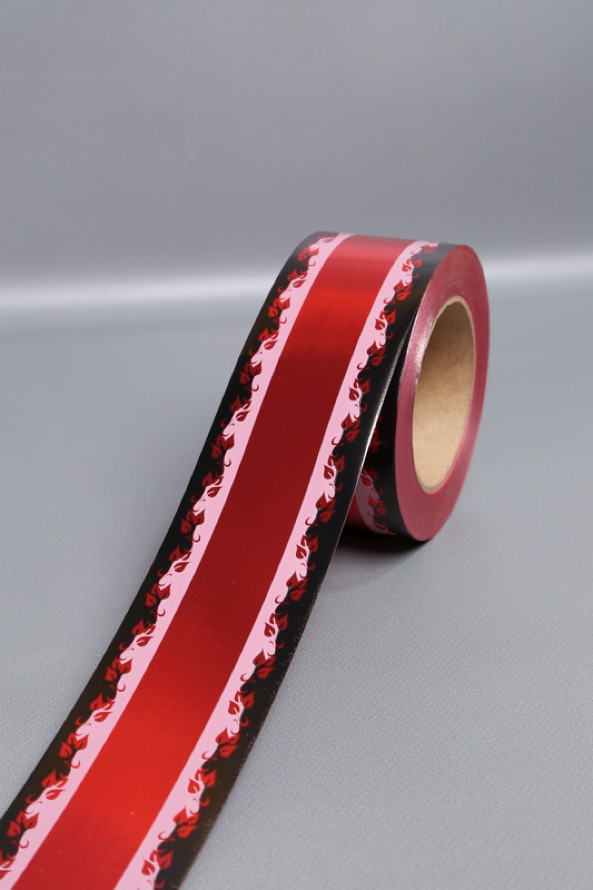 Лента металл с рисунком 6см*50ярд МР607 красный