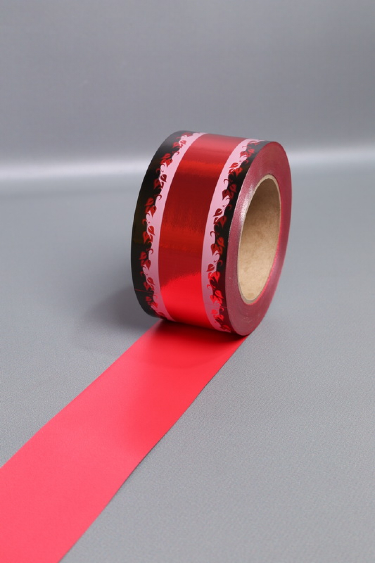 Лента металл с рисунком 6см*50ярд МР607 красный