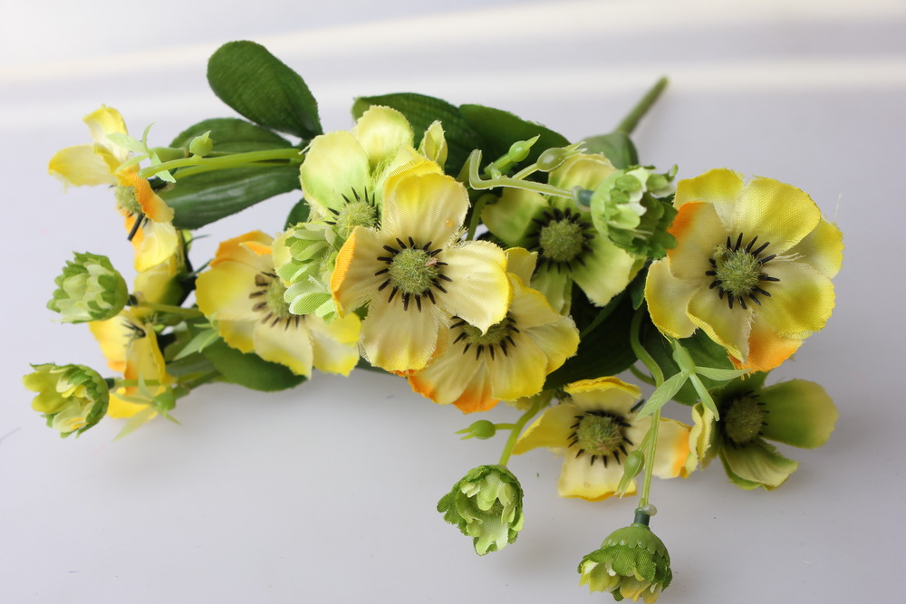 анемоны желто/зеленые букет - цветы искусственные