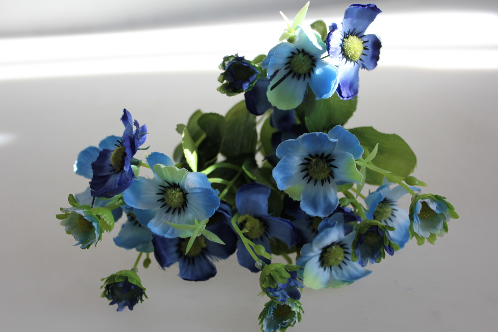 анемоны голубые букет - цветы искусственные