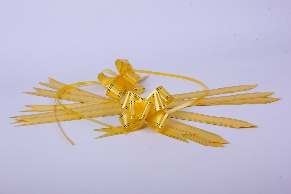 бант-бабочка 32*570мм золот. полоса желтый (10 шт.)