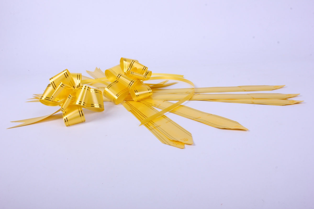 бант-бабочка 32*570мм золот. полоса желтый (10 шт.)