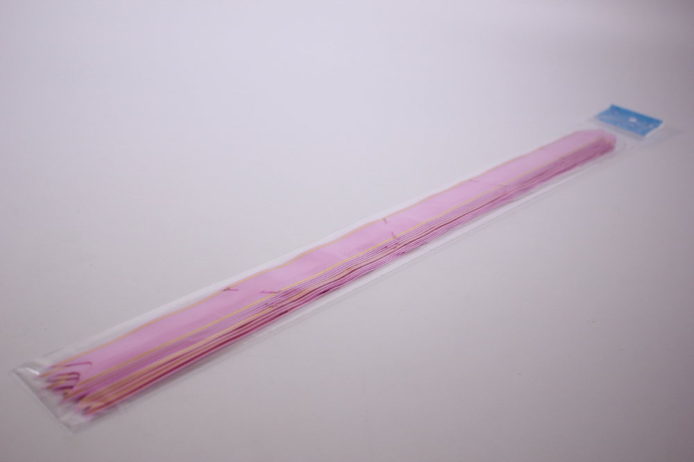 бант из ленты - бант-бабочка 18х390мм (золотая полоса) розовый (10 шт.)