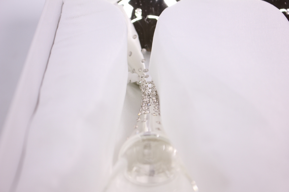 бокалы свадебные &quot;люкс&quot; серебро с кристаллами на длин. ножке h=27см (2шт в уп)