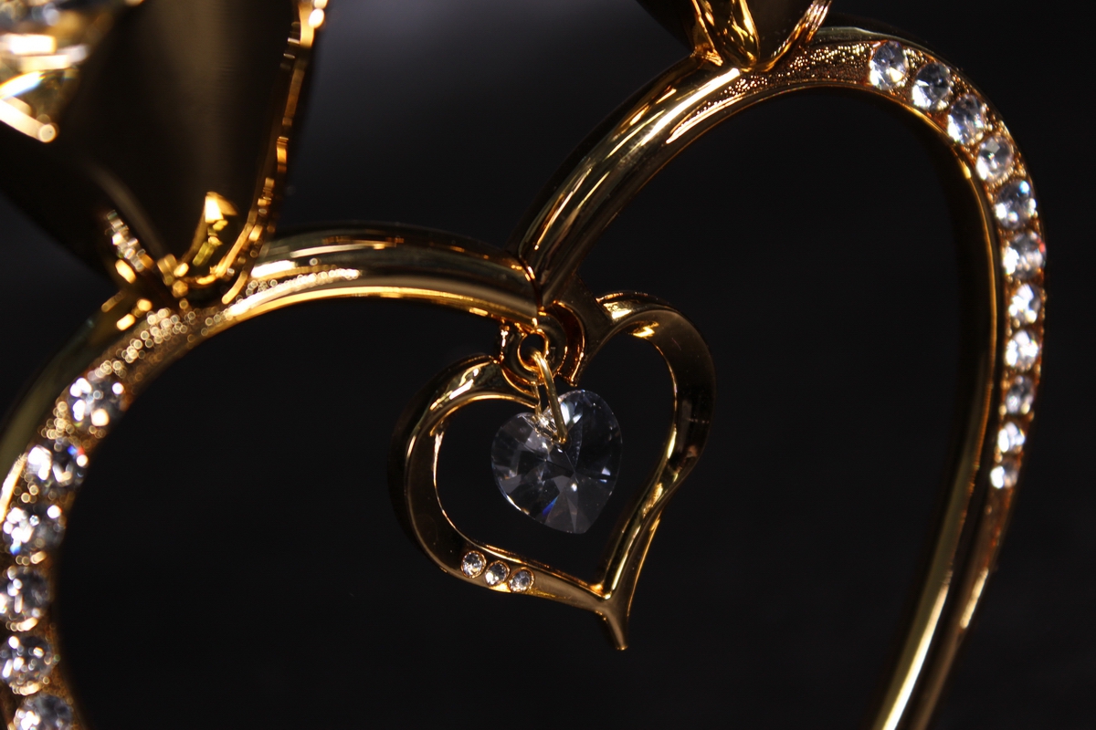 бокалы свадебные  на ножке в виде сердца, золото  (2шт в уп) 16094