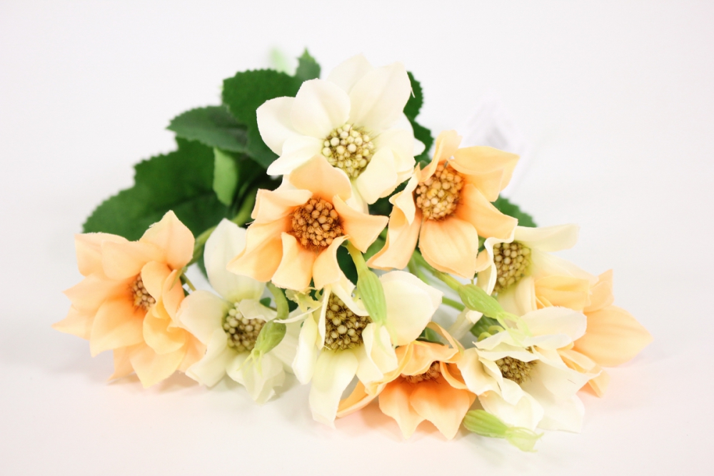 букет цветов георгины 30см - бело/персиковые kwy569 2501