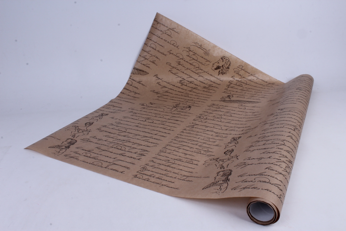 бумага  дизайнерский крафт &quot;пушкинские строки, черный&quot; 40г/м2 (70см*10м) м  р910
