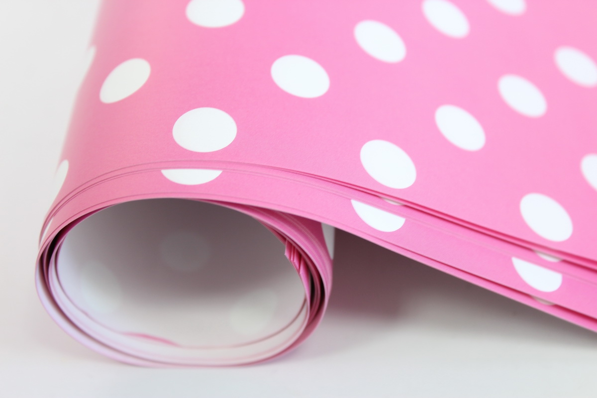 бумага  глянец 100/01-61 горох на розовом 0,7*1м (10 лист.)