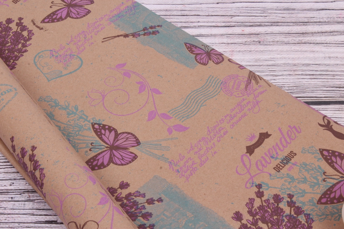 Бумага крафт цветочная Lavander сирен/бирюз/фист 70см*10м. 60 г/м2   К740/3 М
