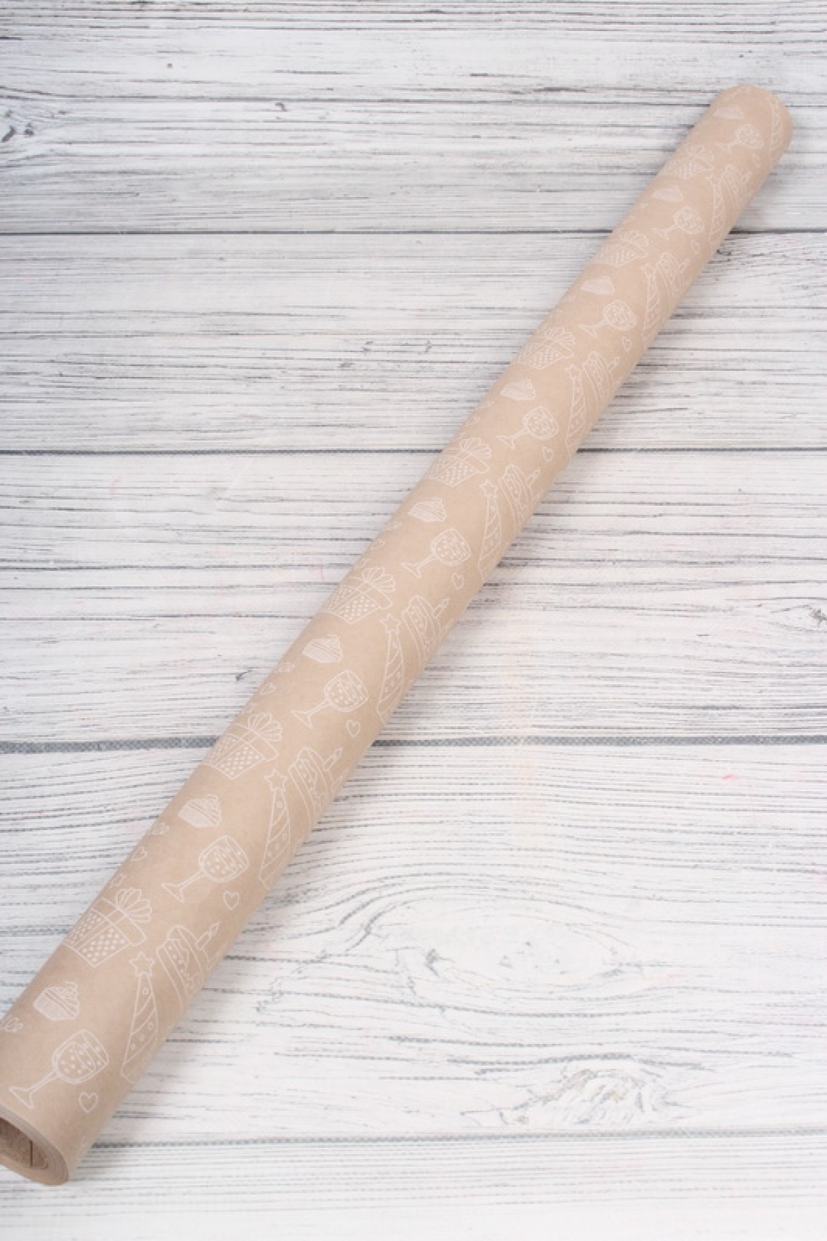 Бумага крафт 70г/м2, 70см x 10м, Праздник, белый	00105358