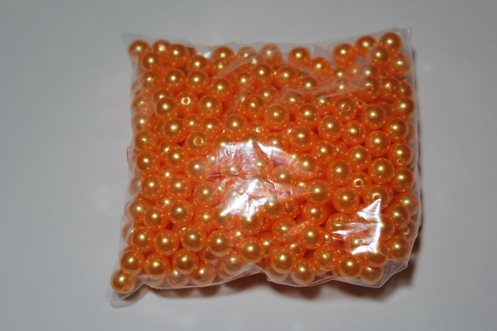 бусины 8 мм 100 гр. бусины перламутров. цветные  (8мм) в пакете 100гр оранжевые 1789