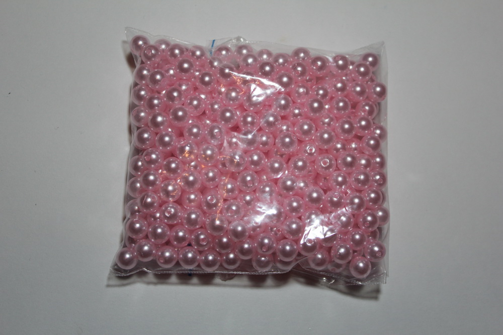 бусины 8 мм 100 гр. бусины перламутров. цветные  (8мм) в пакете 100гр светло-розовые 1789