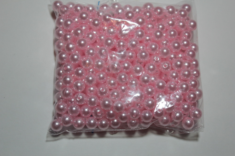 бусины 8 мм 100 гр. бусины перламутров. цветные  (8мм) в пакете 100гр светло-розовые 1789