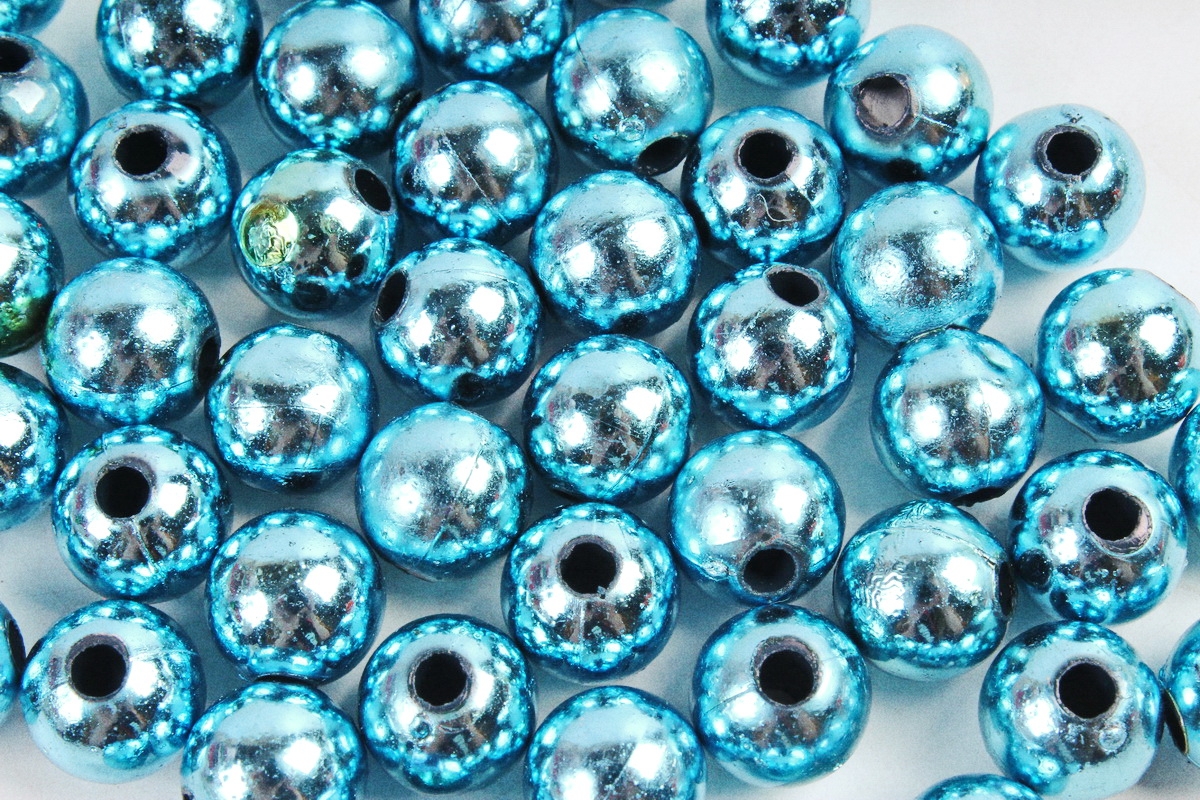 Бусины  10мм  Круглые Голубой металл (50гр)  JCK 10MM M13