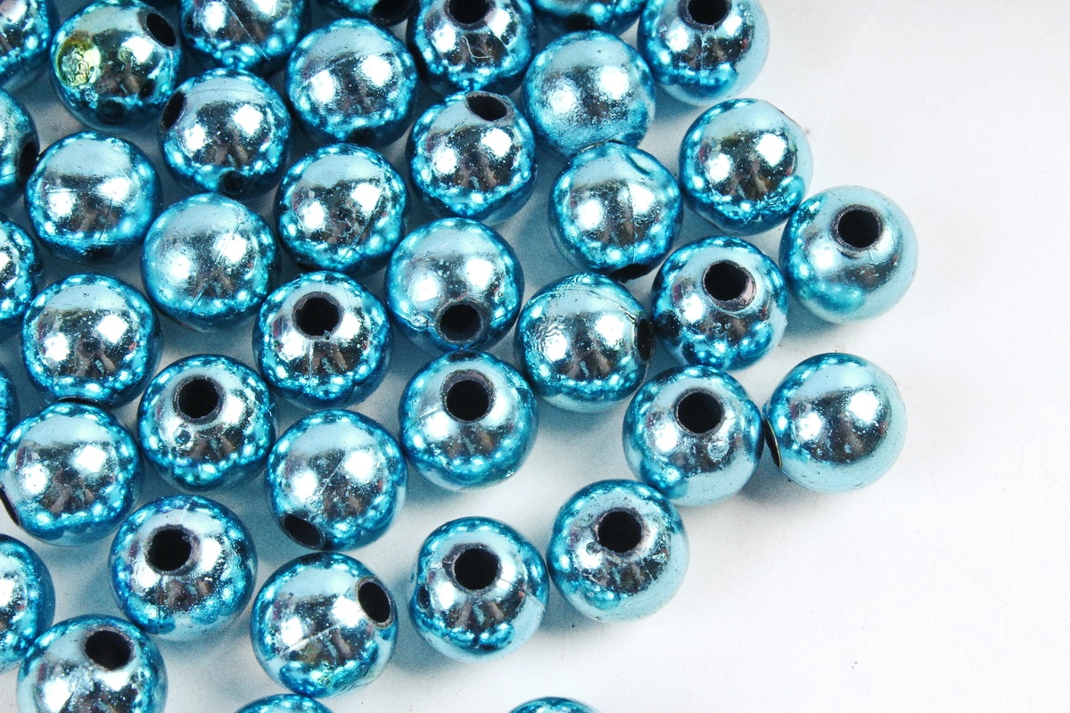 Бусины  10мм  Круглые Голубой металл (50гр)  JCK 10MM M13