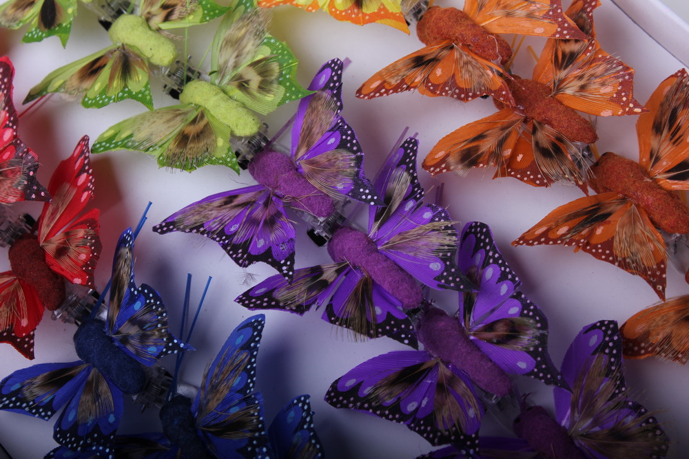 бабочки и птички декоративная искусственная флористическая - бабочка 5см на прищепке (24 шт.) 1026